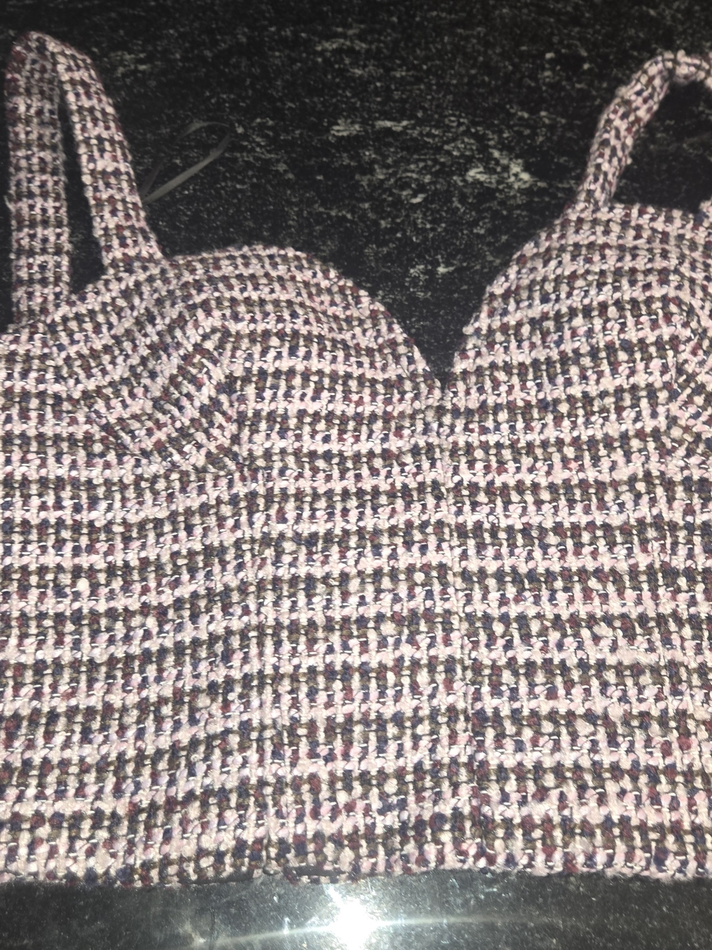 Women’s Pink Tweed Cropped Corset Sweater Tank